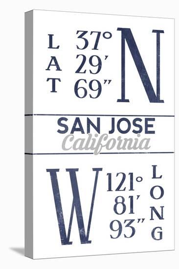 San Jose, California - Latitude and Longitude (Blue)-Lantern Press-Stretched Canvas