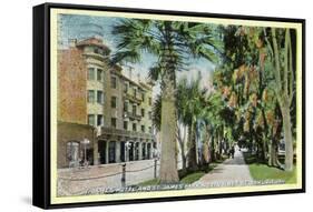 San Jose, California - North 1st Street View of St. James Hotel and Park-Lantern Press-Framed Stretched Canvas