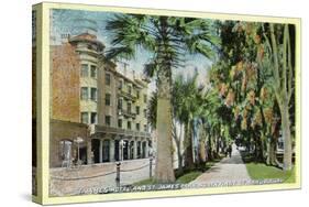 San Jose, California - North 1st Street View of St. James Hotel and Park-Lantern Press-Stretched Canvas