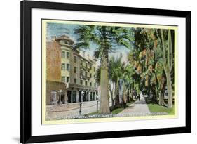 San Jose, California - North 1st Street View of St. James Hotel and Park-Lantern Press-Framed Premium Giclee Print
