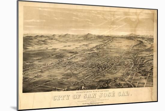 San Jose, California - Panoramic Map No. 1-Lantern Press-Mounted Art Print