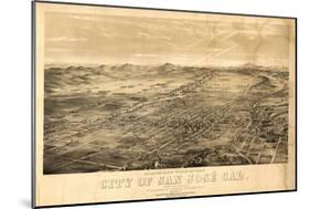 San Jose, California - Panoramic Map No. 1-Lantern Press-Mounted Art Print