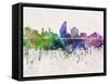 San Jose Skyline in Watercolor Background-paulrommer-Framed Stretched Canvas