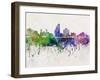 San Jose Skyline in Watercolor Background-paulrommer-Framed Art Print