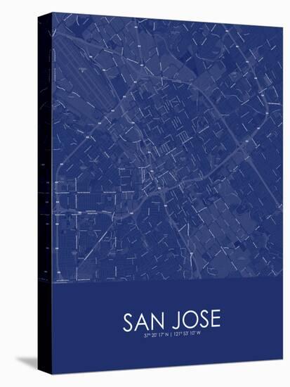 San Jose, United States of America Blue Map-null-Stretched Canvas