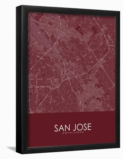 San Jose, United States of America Red Map-null-Framed Poster