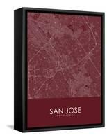 San Jose, United States of America Red Map-null-Framed Stretched Canvas