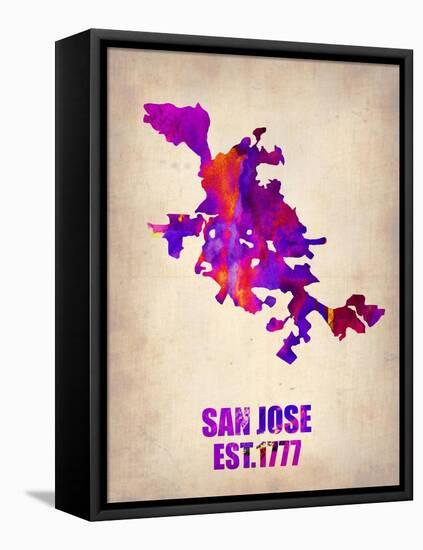 San Jose Watercolor Map-NaxArt-Framed Stretched Canvas