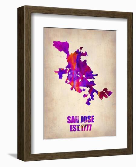 San Jose Watercolor Map-NaxArt-Framed Art Print