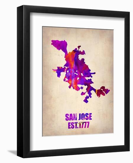 San Jose Watercolor Map-NaxArt-Framed Art Print