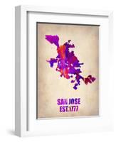 San Jose Watercolor Map-NaxArt-Framed Art Print