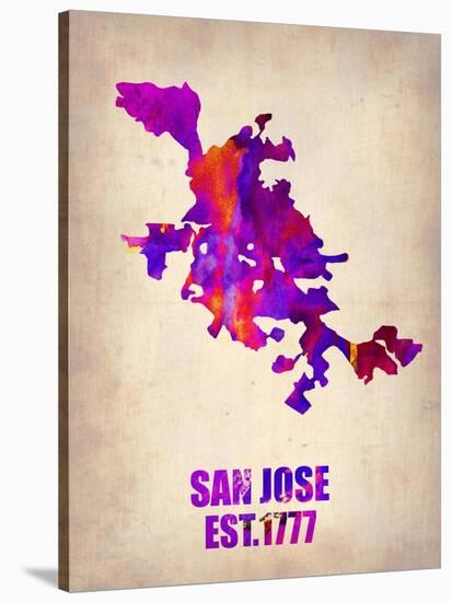 San Jose Watercolor Map-NaxArt-Stretched Canvas