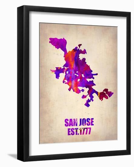 San Jose Watercolor Map-NaxArt-Framed Art Print