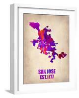 San Jose Watercolor Map-NaxArt-Framed Art Print