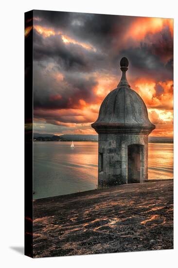San Juan Bay Sunset With A Sentry Post-George Oze-Stretched Canvas