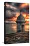 San Juan Bay Sunset With A Sentry Post-George Oze-Stretched Canvas