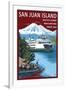 San Juan Island, Washington - Ferry in Passage-Lantern Press-Framed Art Print