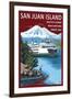 San Juan Island, Washington - Ferry in Passage-Lantern Press-Framed Art Print