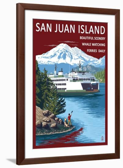 San Juan Island, Washington - Ferry in Passage-Lantern Press-Framed Art Print