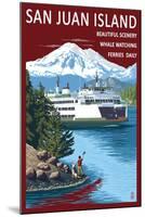 San Juan Island, Washington - Ferry in Passage-Lantern Press-Mounted Art Print