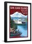 San Juan Island, Washington - Ferry in Passage-Lantern Press-Framed Art Print