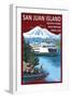 San Juan Island, Washington - Ferry in Passage-Lantern Press-Framed Art Print