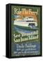 San Juan Island, Washington - Ferry Ride-Lantern Press-Framed Stretched Canvas