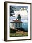 San Juan Island, Washington - Lime Kiln Lighthouse Day Scene-Lantern Press-Framed Art Print