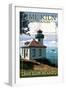 San Juan Island, Washington - Lime Kiln Lighthouse Day Scene-Lantern Press-Framed Art Print