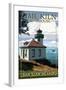 San Juan Island, Washington - Lime Kiln Lighthouse Day Scene-Lantern Press-Framed Art Print