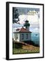 San Juan Island, Washington - Lime Kiln Lighthouse Day Scene-Lantern Press-Framed Art Print