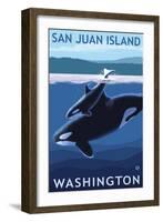San Juan Island, Washington - Orca and Calf-Lantern Press-Framed Art Print