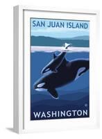 San Juan Island, Washington - Orca and Calf-Lantern Press-Framed Art Print