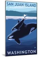 San Juan Island, Washington - Orca and Calf-Lantern Press-Mounted Art Print