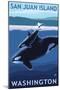 San Juan Island, Washington - Orca and Calf-Lantern Press-Mounted Art Print