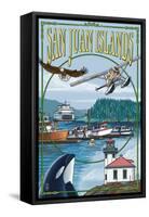 San Juan Islands, Washington - Montage-Lantern Press-Framed Stretched Canvas