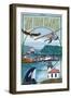 San Juan Islands, Washington - Montage-Lantern Press-Framed Art Print