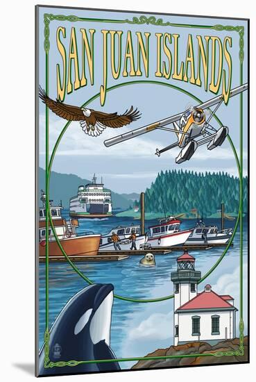 San Juan Islands, Washington - Montage-Lantern Press-Mounted Art Print