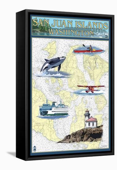 San Juan Islands, Washington - Nautical Chart-Lantern Press-Framed Stretched Canvas