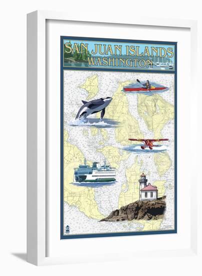 San Juan Islands, Washington - Nautical Chart-Lantern Press-Framed Art Print