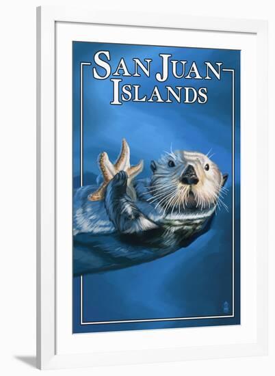 San Juan Islands, Washington - Sea Otter-Lantern Press-Framed Art Print