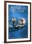 San Juan Islands, Washington - Sea Otter-Lantern Press-Framed Art Print