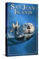 San Juan Islands, Washington - Sea Otter-Lantern Press-Stretched Canvas