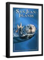 San Juan Islands, Washington - Sea Otter-Lantern Press-Framed Art Print