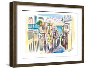 San Juan Puerto Rico Street Scene With Harbour View-M. Bleichner-Framed Art Print