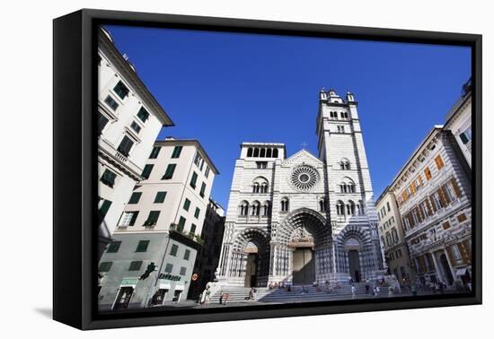 San Lorenzo Cathedral in the Old Town, Genoa, Liguria, Italy, Europe-Mark Sunderland-Framed Stretched Canvas