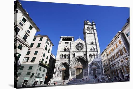 San Lorenzo Cathedral in the Old Town, Genoa, Liguria, Italy, Europe-Mark Sunderland-Stretched Canvas