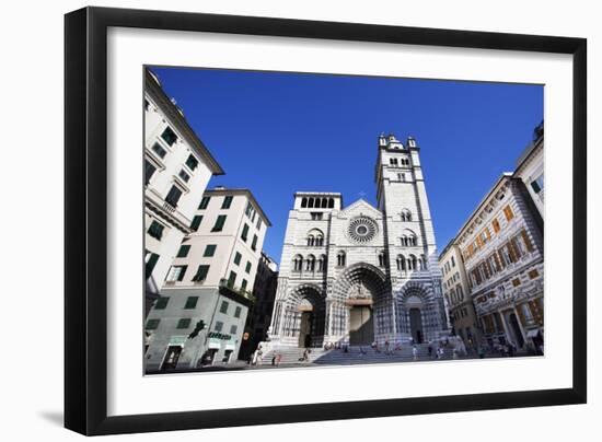 San Lorenzo Cathedral in the Old Town, Genoa, Liguria, Italy, Europe-Mark Sunderland-Framed Photographic Print