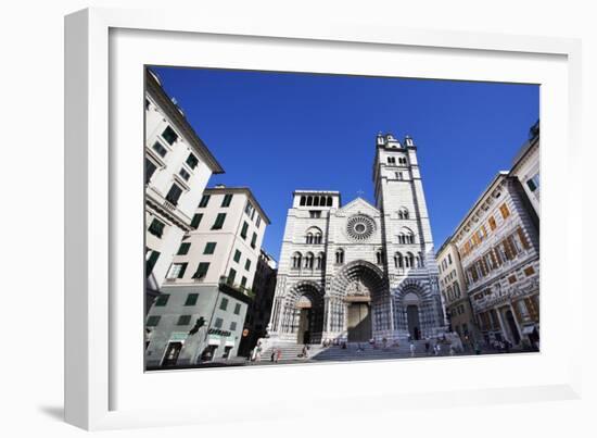 San Lorenzo Cathedral in the Old Town, Genoa, Liguria, Italy, Europe-Mark Sunderland-Framed Photographic Print