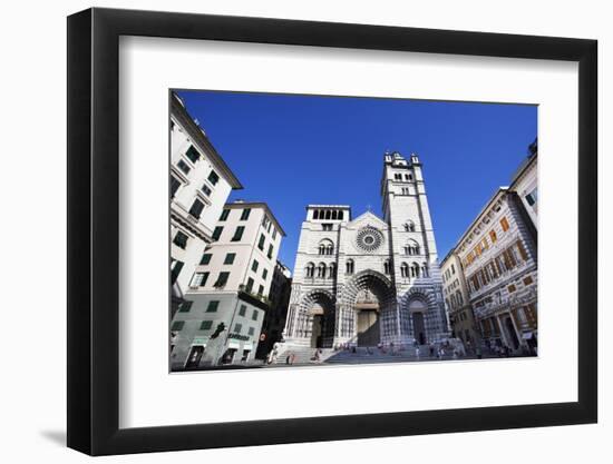 San Lorenzo Cathedral in the Old Town, Genoa, Liguria, Italy, Europe-Mark Sunderland-Framed Photographic Print